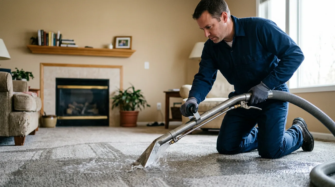 Water damage restoration technician working near Russell, NY